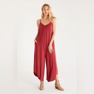 Z Supply Flared Leg Sleeveless Jumpsuit Rouge Red Adjustable Straps Size L